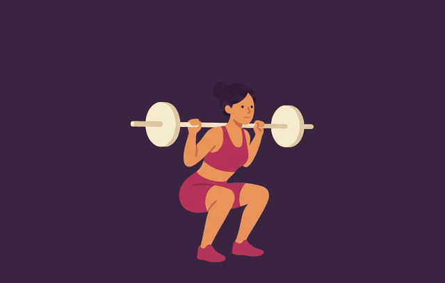 Back Squat end position, illustrated