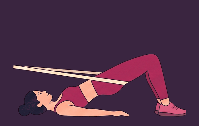 Banded Hip Lift midpoint, illustrated