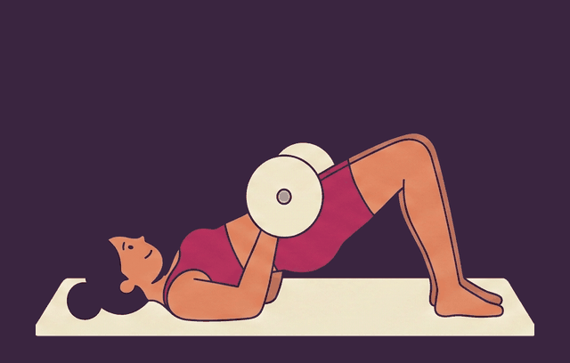 Barbell Glute Bridge midpoint, illustrated