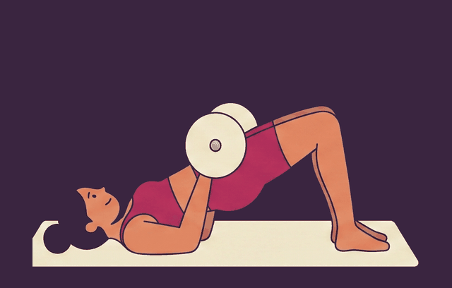 Barbell Glute Bridge end position, illustrated