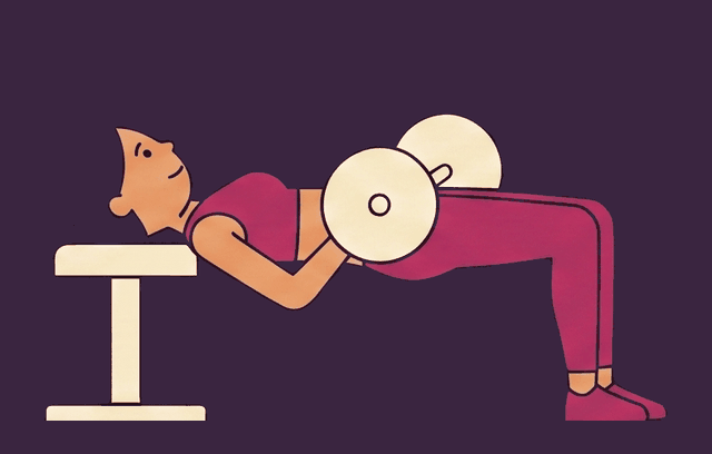 Barbell Hip Thrust end position, illustrated