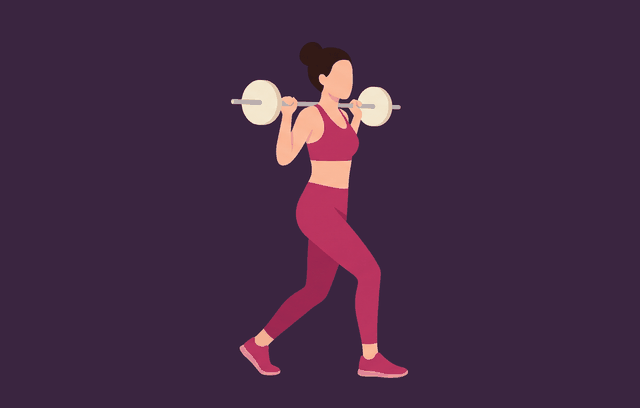 Barbell Lunge midpoint, illustrated