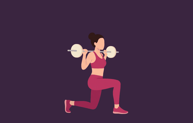 Barbell Lunge end position, illustrated