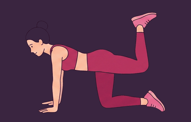 Glute Kickback midpoint, illustrated