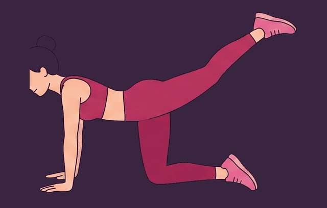 Glute Kickback end position, illustrated