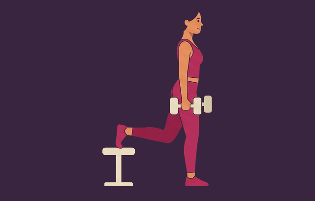 Bulgarian Split Squat start position, illustrated