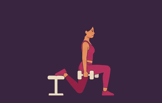 Bulgarian Split Squat end position, illustrated