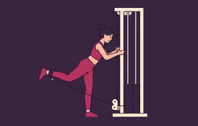 Cable Glute Kickback midpoint, illustrated