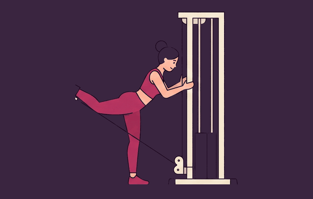 Cable Glute Kickback end position, illustrated