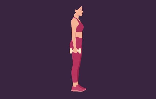 Dumbbell Lunge start position, illustrated