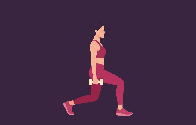 Dumbbell Lunge midpoint, illustrated