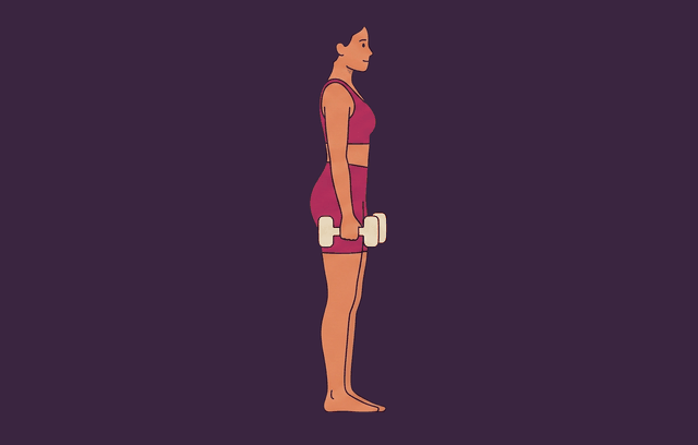 Dumbbell Romanian Deadlift start position, illustrated