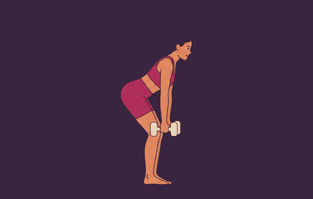 Dumbbell Romanian Deadlift midpoint, illustrated
