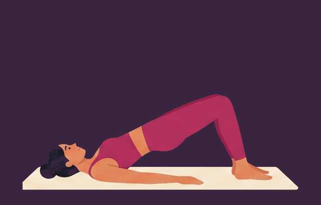 Glute Bridge end position, illustrated