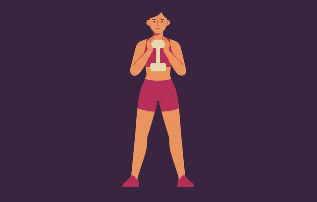 Goblet Squat start position, illustrated