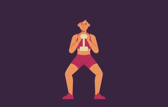 Goblet Squat midpoint, illustrated