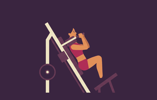 Hack Squat end position, illustrated