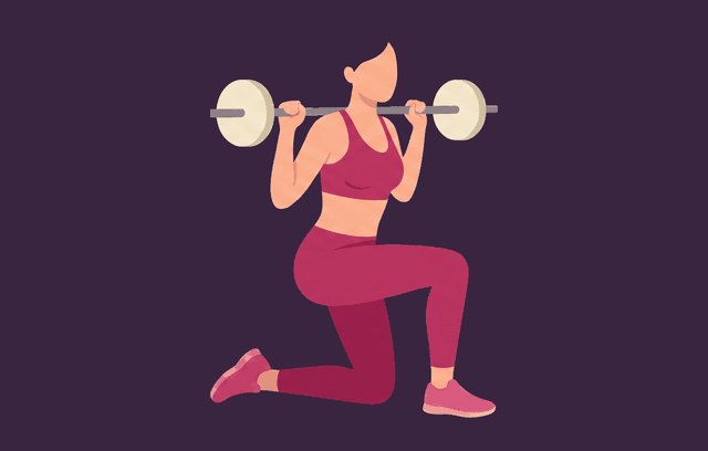 Kneeling Squat midpoint, illustrated