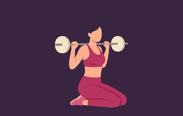 Kneeling Squat end position, illustrated