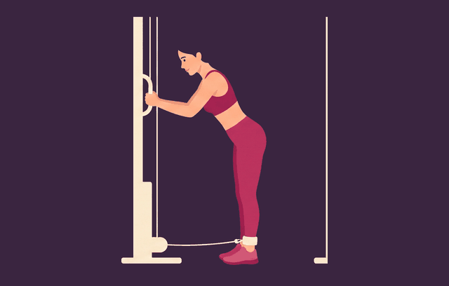One-Leg Cable Kickback start position, illustrated