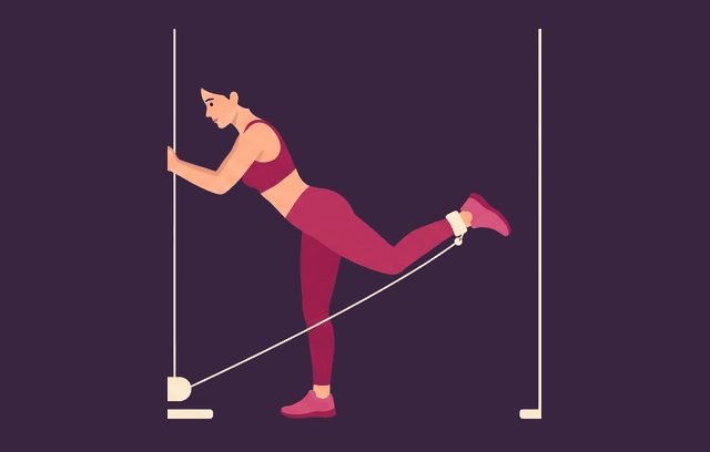One-Leg Cable Kickback midpoint, illustrated