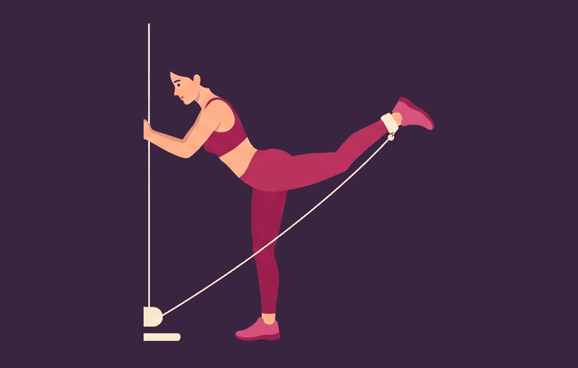 One-Leg Cable Kickback end position, illustrated