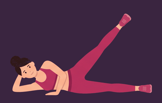 Side-Lying Leg Raise end position, illustrated