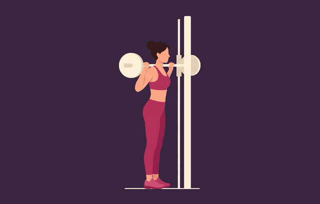 Smith Machine Squat start position, illustrated