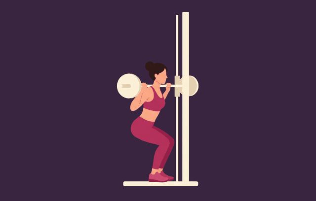 Smith Machine Squat midpoint, illustrated