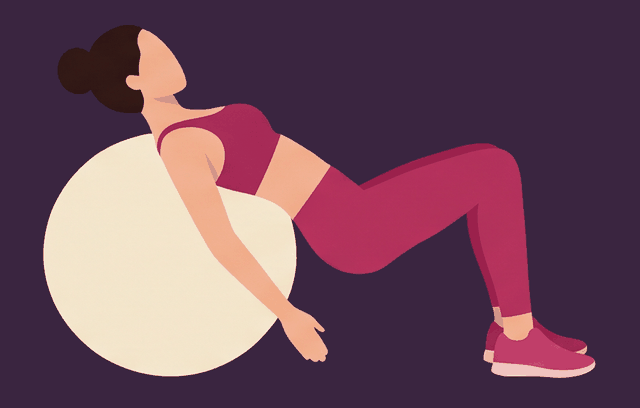 Stability-Ball Hip Bridge start position, illustrated