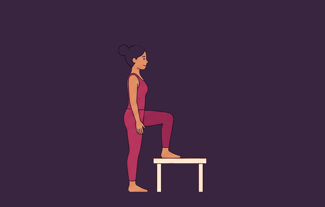 Step-Up with Knee Raise start position, illustrated