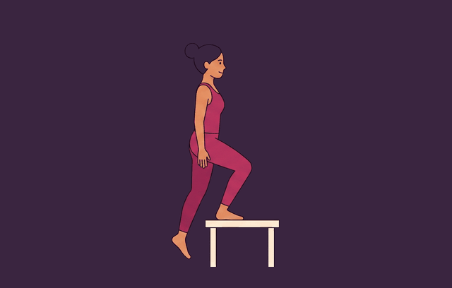 Step-Up with Knee Raise midpoint, illustrated