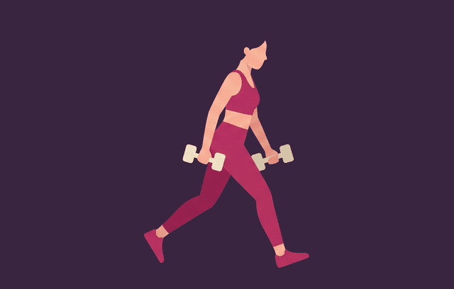 Walking Lunge midpoint, illustrated